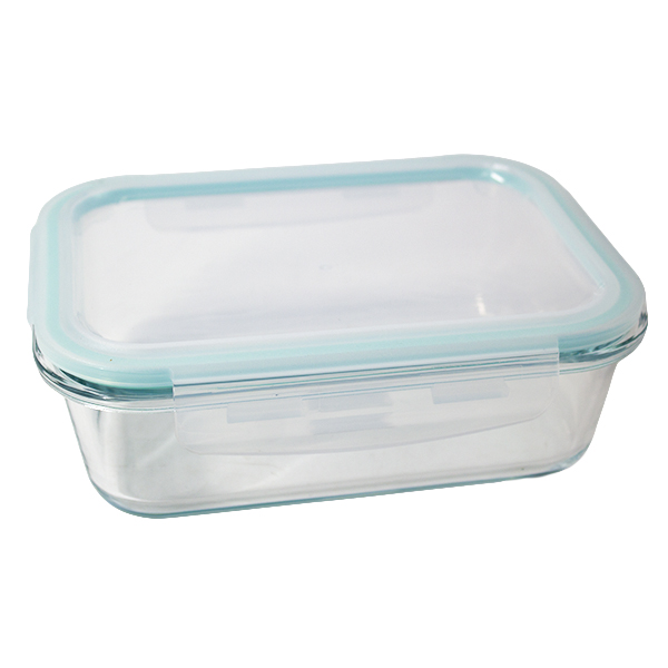 Контейнер стеклянный прямоугольный 340мл с пластиковой крышкой