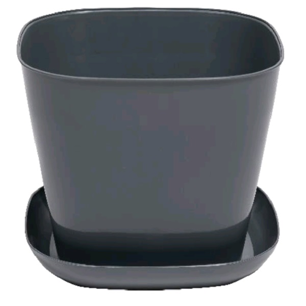 Кашпо квадратное 5л. с поддоном (серый)