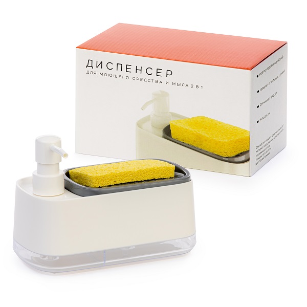 Диспенсер для моющего средства и мыла (белый) (то)