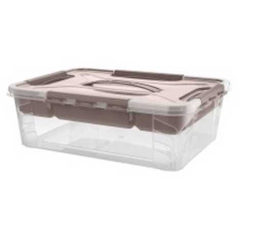 Ящик унив. "GRAND BOX" 390х290х124мм, 10л с замками и вставкой-органайзером коричневый (то)