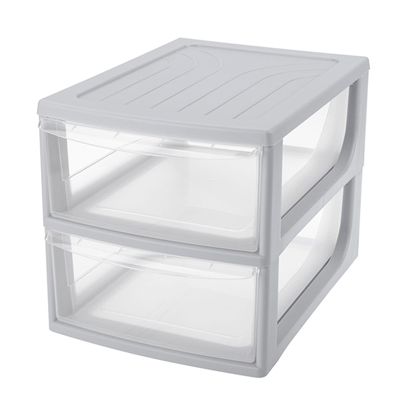 Органайзер А4, 2 ящика, 260х368х265мм (светло-серый) (то)