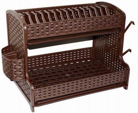Сушилка для посуды "Ротанг" 2х ярус. (коричневый) (то)