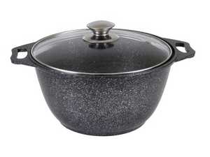 Кастрюля 1,0л со стекл. крышкой АП (темный мрамор)