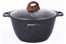 Кастрюля а/пр литая 3,0л стекл/кр Granit ultra blue ТМ KUKMARA