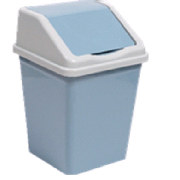 Ведро для мусора с подвижной крышкой 10л квадратное (серо-синий/светло-серый)
