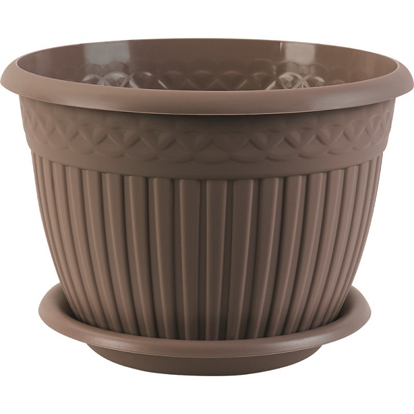 Кашпо Византия с блюдцем 15л Мокко