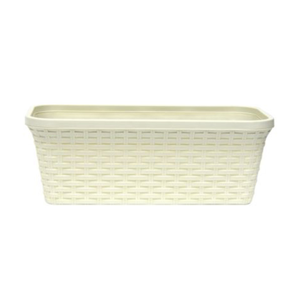 Ящик балконный 43см "Ротанг" с дренажем (слоновая кость) (то)