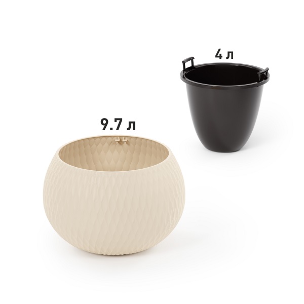 Кашпо "Жемчужина" 4/9,7л (со вставкой) (бежевый)