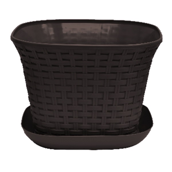 Кашпо квадратное "Ротанг" 9,1л с поддоном (венге)(то)