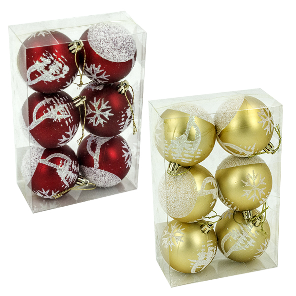 Шары елочные 6см, 6шт 