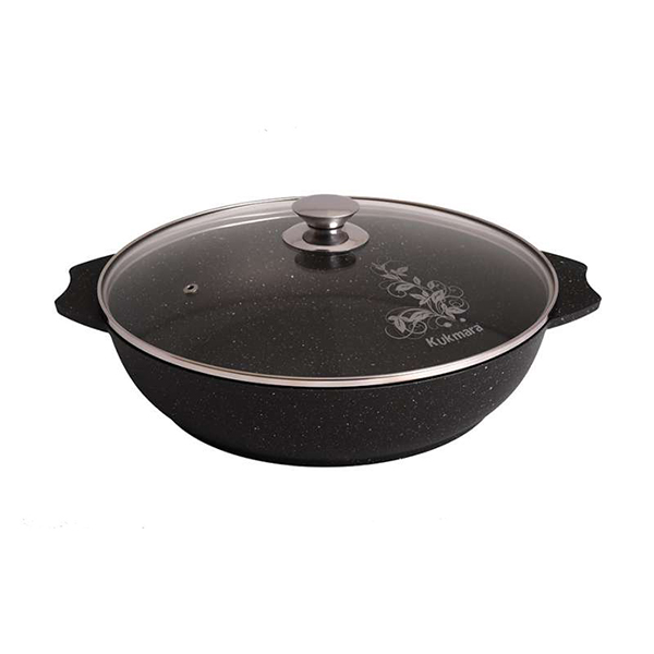 Сотейник а/пр литой 30см 2 руч стекл/кр Темный мрамор ТМ KUKMARA