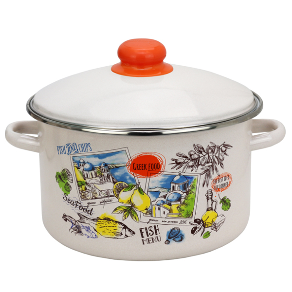 Кастрюля эмал цил Греческая кухня 3,0л мет/об