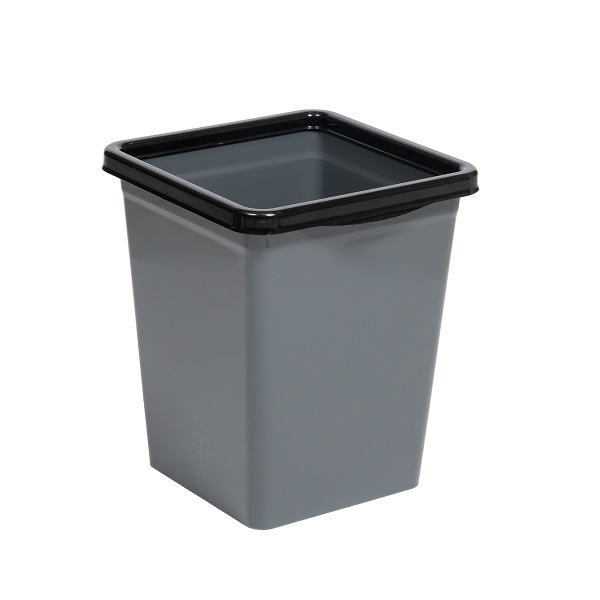 Ведро для мусора с фиксатором 8,5л квадратное (серо/черный) (то)