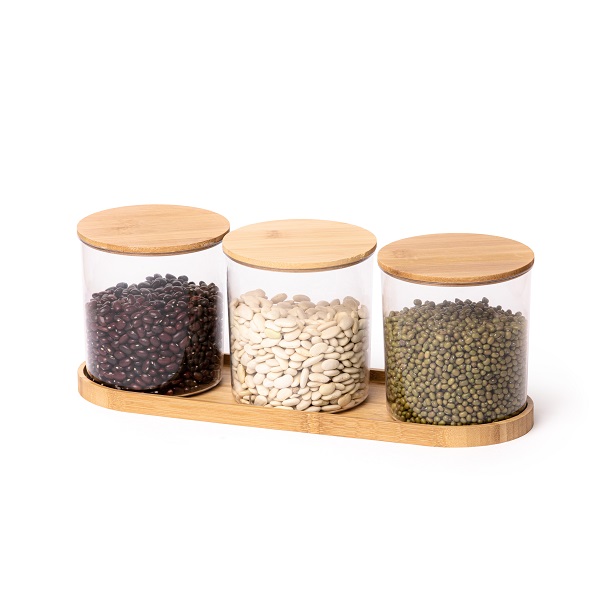 Набор контейнеров для сыпучих продуктов "Бамбук" на подставке  (то)