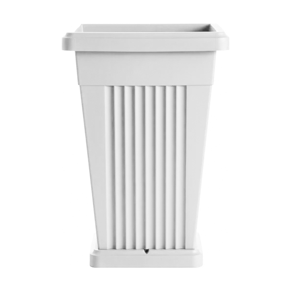 Кашпо напольное ПИРАМИДА 40см с поддоном, H-59см (БЕЛЫЙ)~50 литров