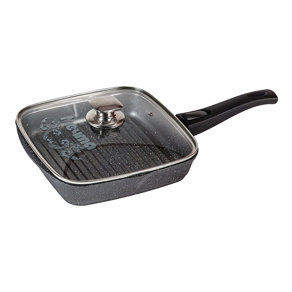 Сковорода-гриль квадр.26*26 АП Гранит со съемной ручкой  и стекл. крышкой арт.с066701