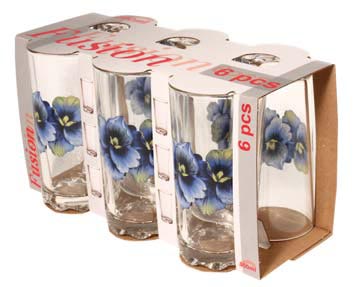 Набор стаканов 6шт. 300 мл  "Глория"  Орхидея