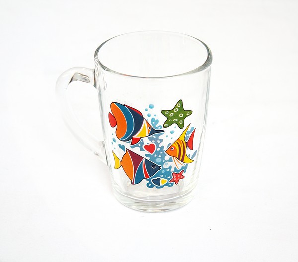 Кружка  300 мл "Капучино"  Яркие рыбки микс 