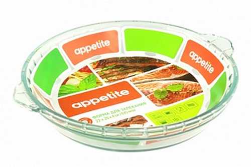 Форма стекл. круг 22х20х4см/0,85л с ручкой