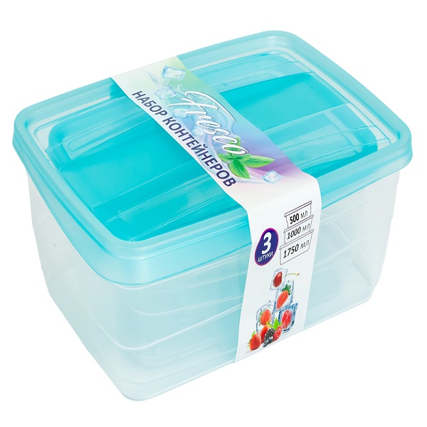 Набор контейнеров 3 в 1 Fresco 500,1000,1750мл (Бриз) (то)