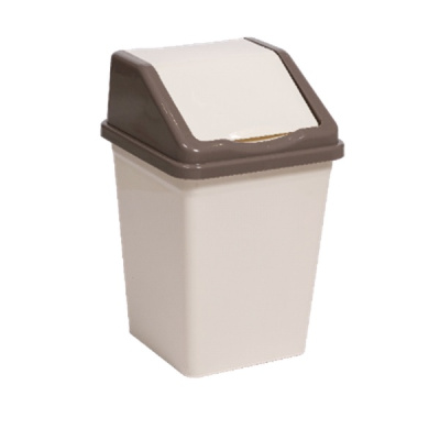 Ведро для мусора с подвижной крышкой 10л квадратное (слон.кость/шоколад)