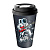 Стакан с крышкой 550мл с декором с клапаном (черный)