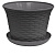 Кашпо круглое "Ротанг" 8л с поддоном (т.серый) (то)
