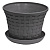 Кашпо круглое "Ротанг" 1,1л с поддоном (т.серый) (то)