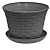 Кашпо круглое "Ротанг" 2,1л с поддоном (т.серый) (то)