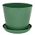 Кашпо круглое 1,2л с поддоном (темно-зеленый)