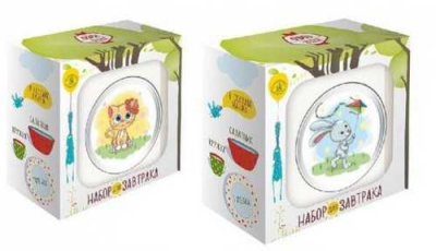 Набор для завтрака 3 пр." Зайчик и котенок"