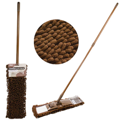 Швабра плоская 40см BROWN-МОККО, металл телескоп ручка 80-125см (лапша)