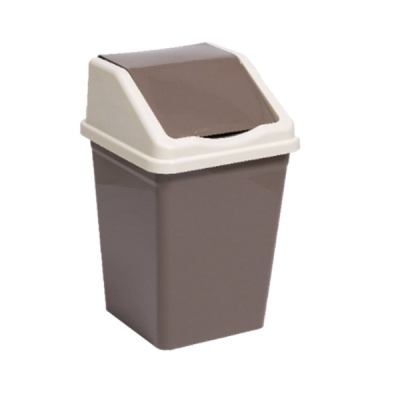 Ведро для мусора с подвижной крышкой 10л квадратное (шоколад/слон.кость) (то)