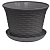 Кашпо круглое "Ротанг" 6,1л с поддоном (т.серый) (то)