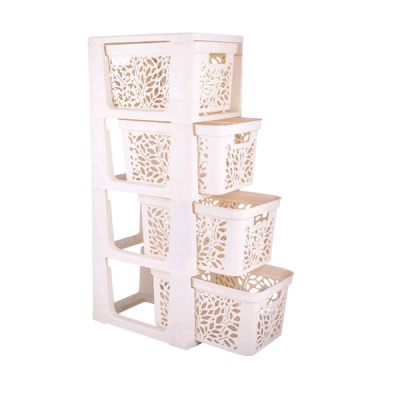 Комод на колесах 4 ящика по 18л Leaves (молочный) (то)