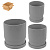 Кашпо керамическое 3шт с поддоном серый (Ø-11см h-12см /  Ø-12см h-13см / Ø-16см h-17см)