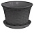 Кашпо круглое "Ротанг" 3л с поддоном (т.серый) (то)