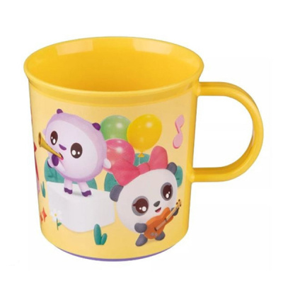 Кружка детская с декором и нескользящим дном 200мл"МАЛЫШАРИКИ" (желтый) (то)