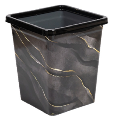 Ведро для мусора с фиксатором 14л квадратное "Черный Мрамор" (то)