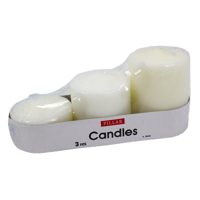 Свеча декоративная Ø-7см h-4/6/8см (набор 3шт)