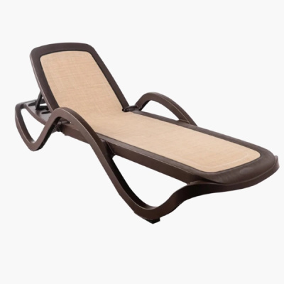 Шезлонг CAPRI с тканью (шоколад с бежевой тканью)