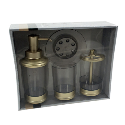 Набор для ванной комнаты (стакан, подставка для зубных щеток, дозатор для жидкого мыла,мыльница)