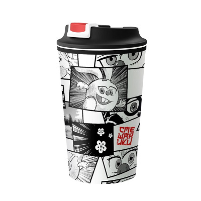 Термостакан 350мл с декором и клапаном "СМЕШАРИКИ" (Белый)(то)