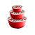 Комплект мисок "Bergamo" 3 шт. (1л+2л+3л) с крышками с декором (красный)