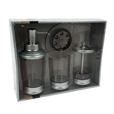 Набор для ванной комнаты (стакан, подставка для зубных щеток, дозатор для жидкого мыла,мыльница)