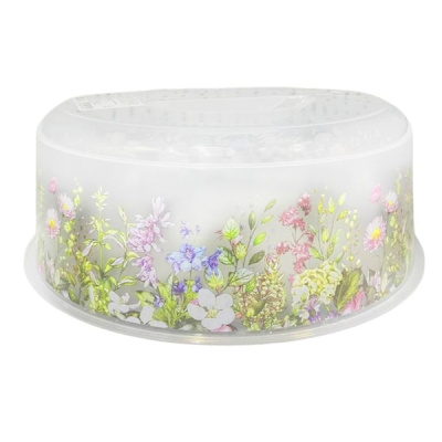 Крышка для СВЧ "Bergamo" D250мм с декором (бесцветный)