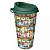 Стакан для горяч. и холодн. напитков с крышкой "ГОРОДСКИЕ ДОМИКИ" 550мл (Зеленый) (то)